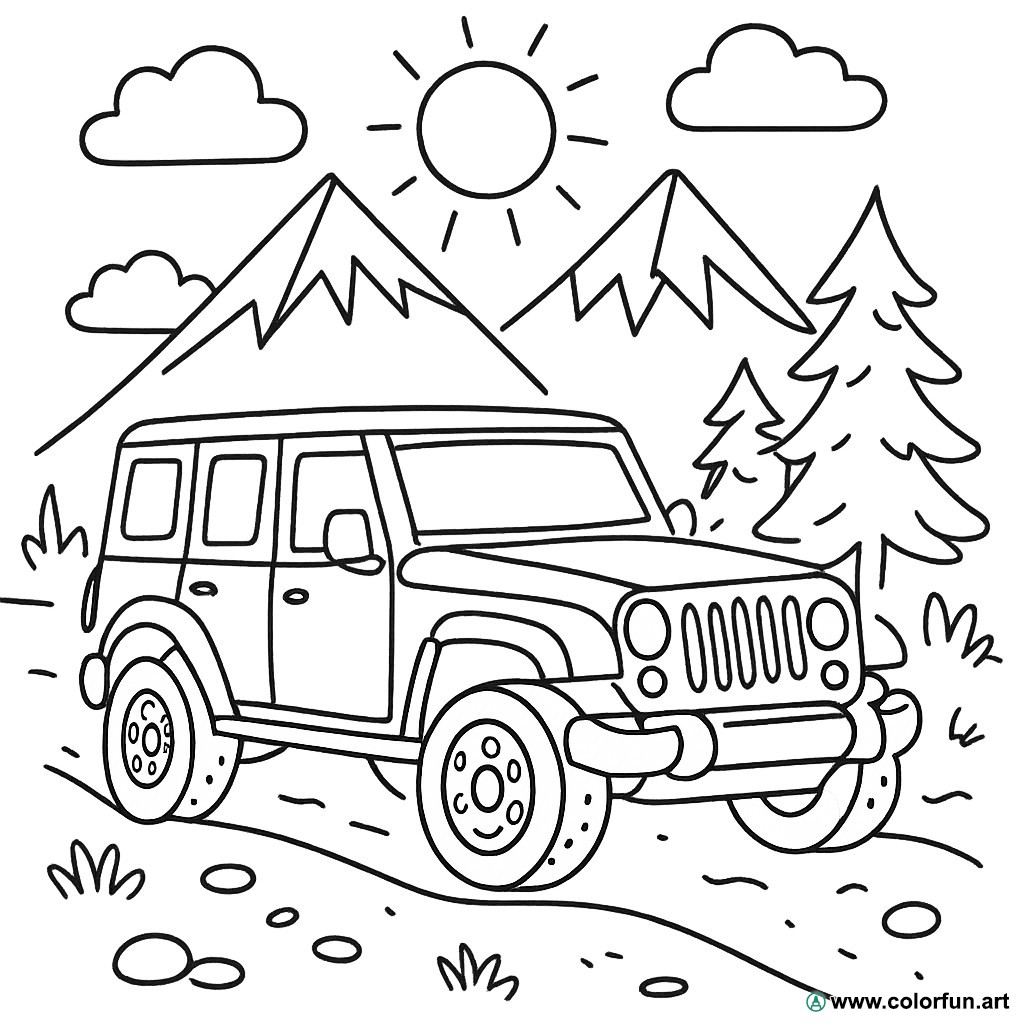planșă de colorat 4x4 munte