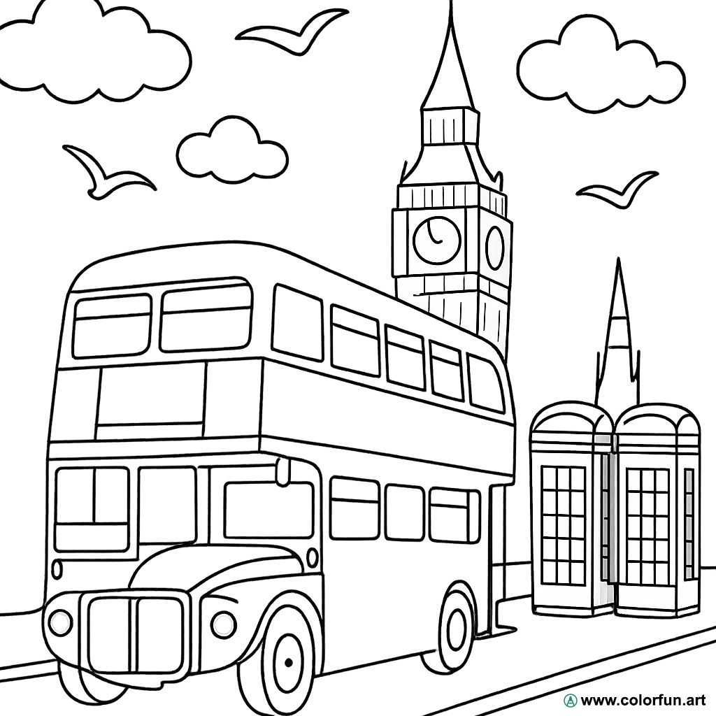 planșă de colorat londra vintage
