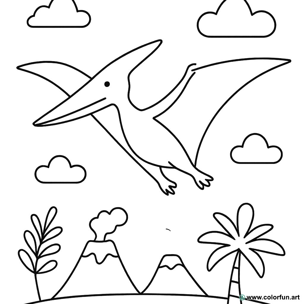 planșă de colorat pterodactil realist