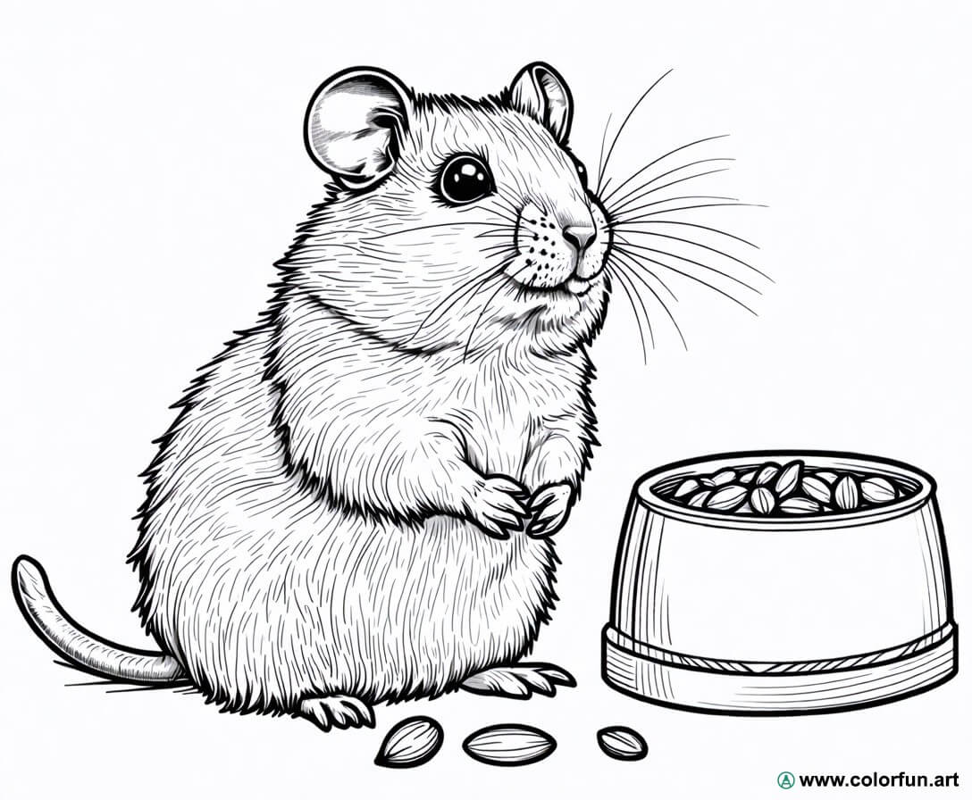 planșă de colorat hamster realist