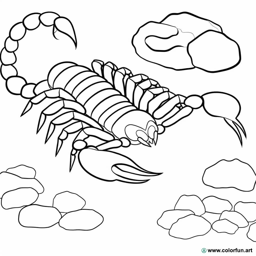 planșă de colorat scorpion realist
