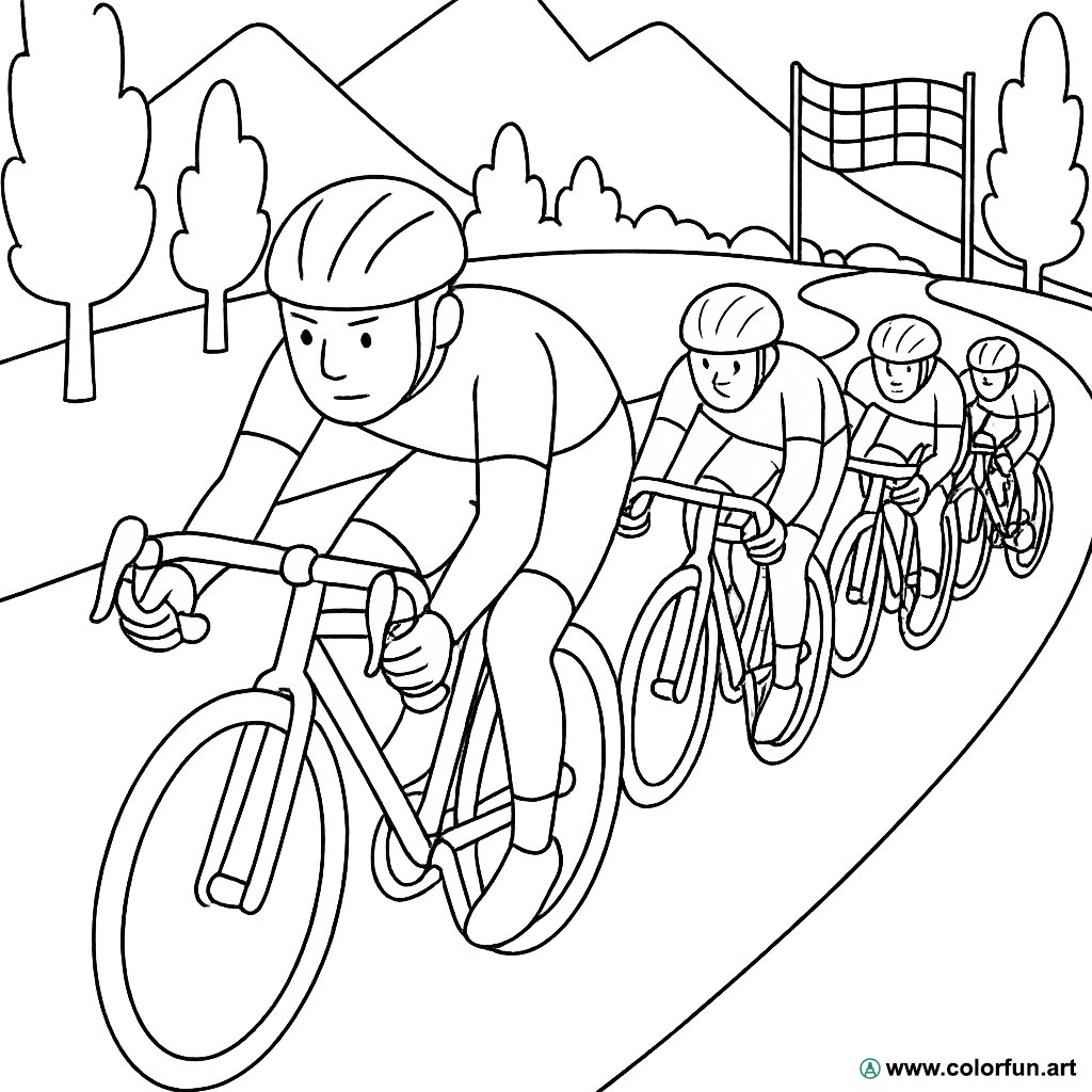 planșă de colorat competiție ciclistă