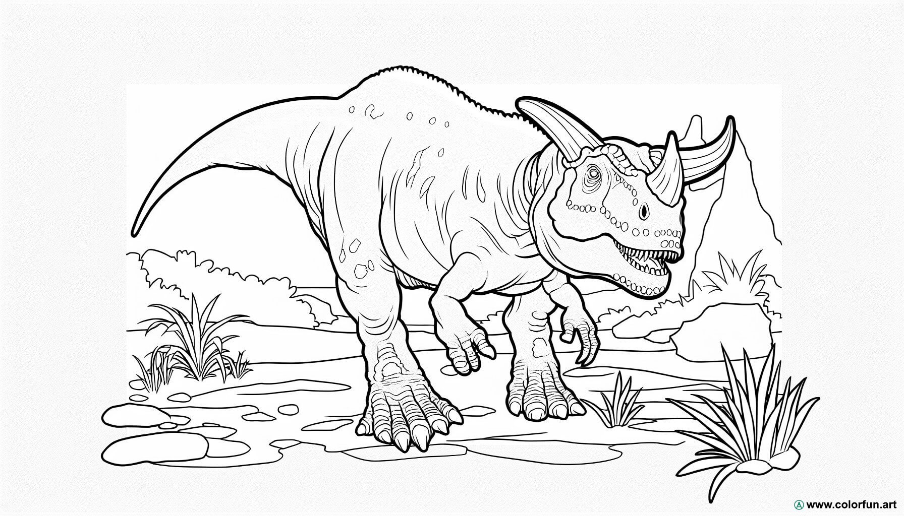 planșă de colorat carnotaurus realist.