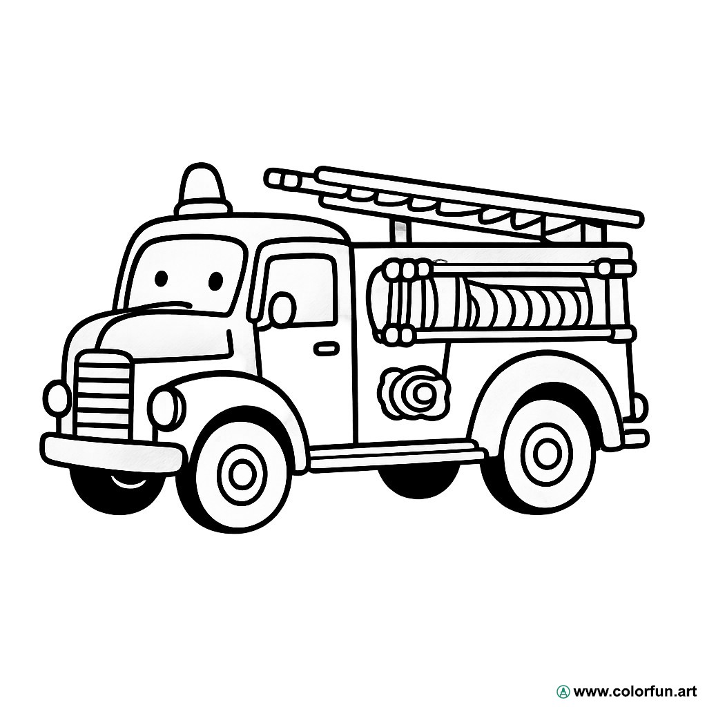 planșă de colorat camion de pompieri vintage