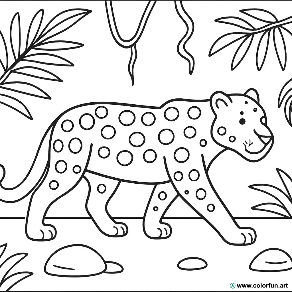 planșă de colorat jaguar realist
