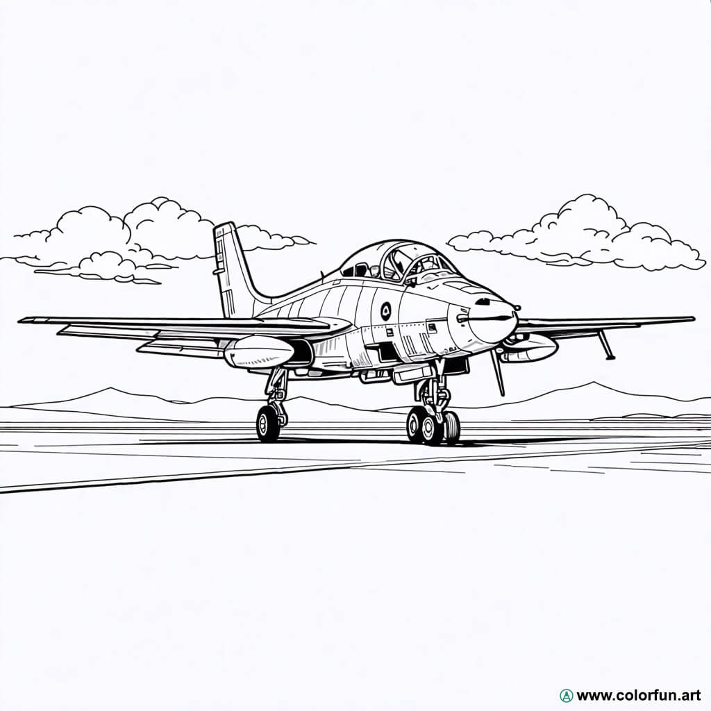 planșă de colorat avion de vânătoare vintage