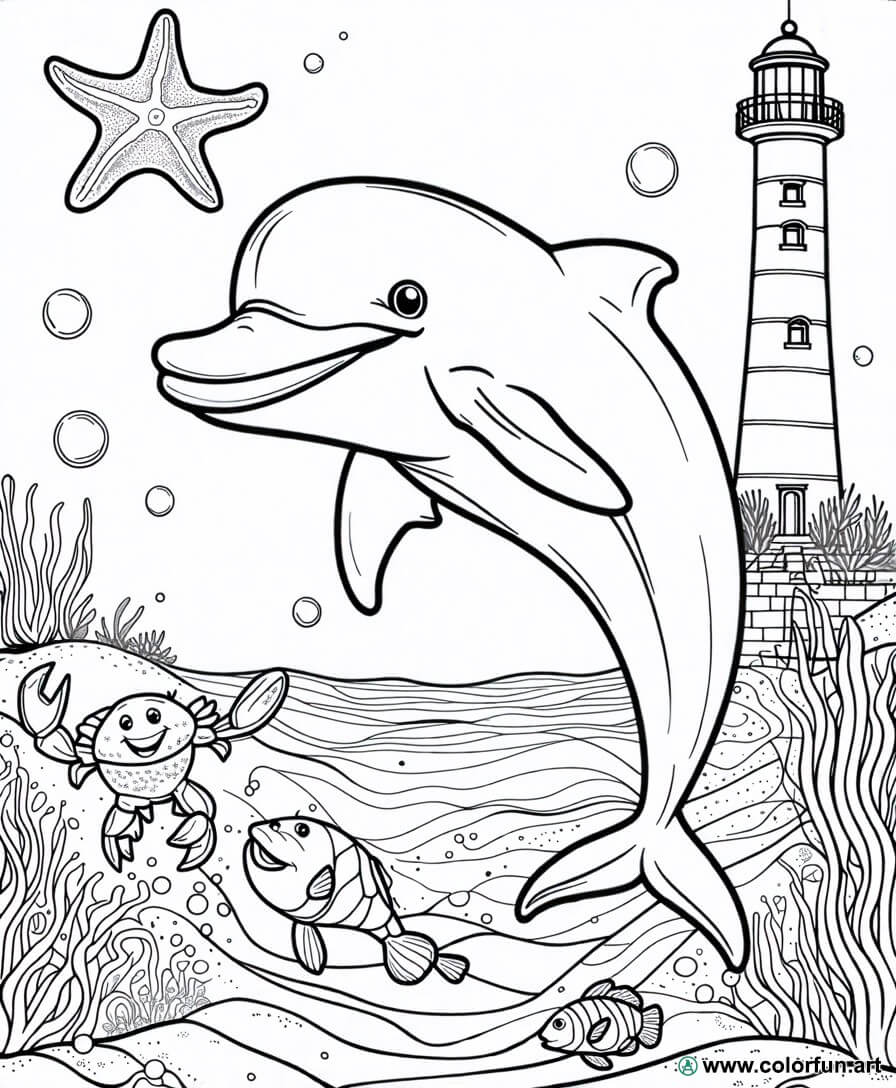 planșă de colorat bretonă animale marine