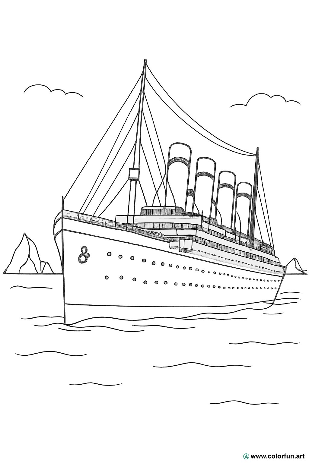 planșă de colorat Titanic realistă