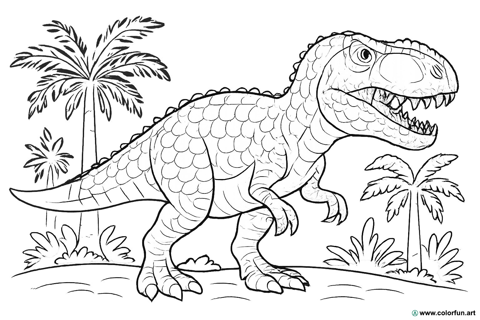 planșă de colorat gigantosaurus realist.