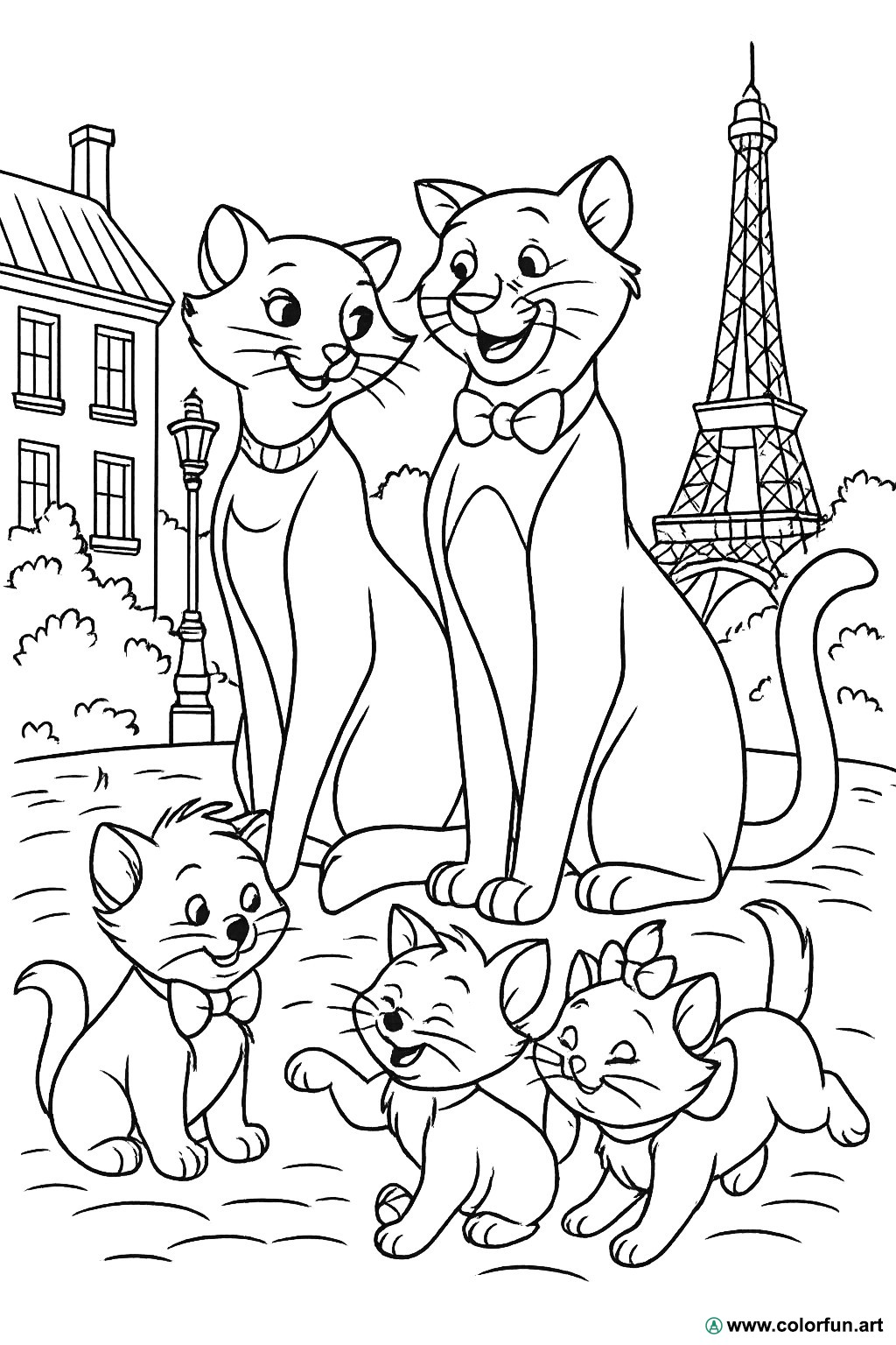 planșă de colorat aristocrații disney vintage
