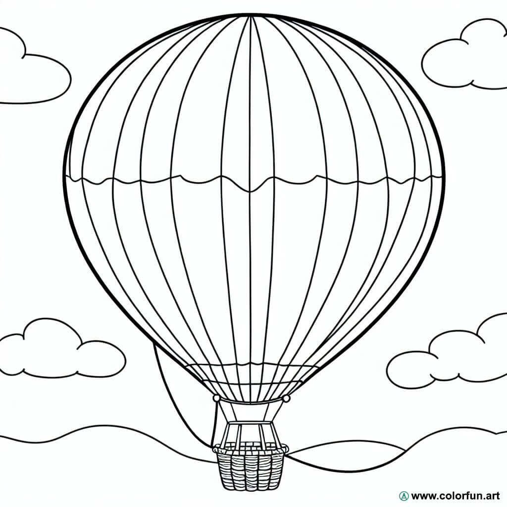 planșă de colorat balon cu aer cald vintage