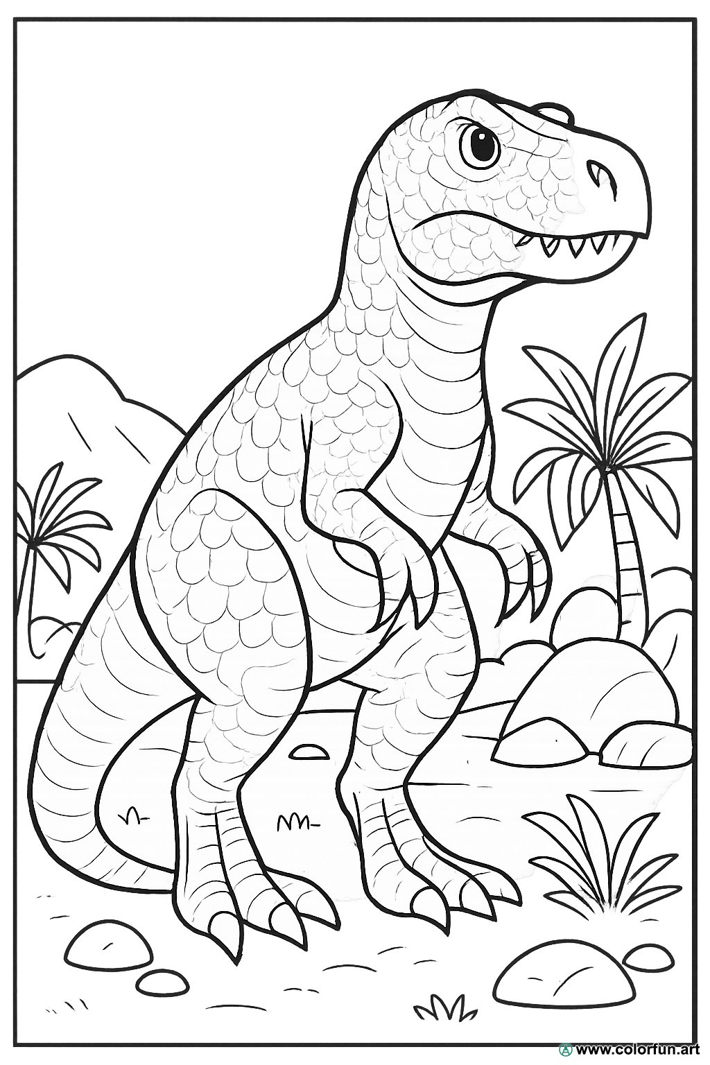 planșă de colorat dinozaur realist