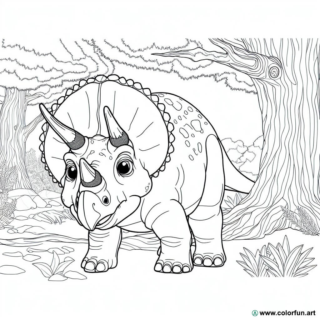 planșă de colorat triceratops realist