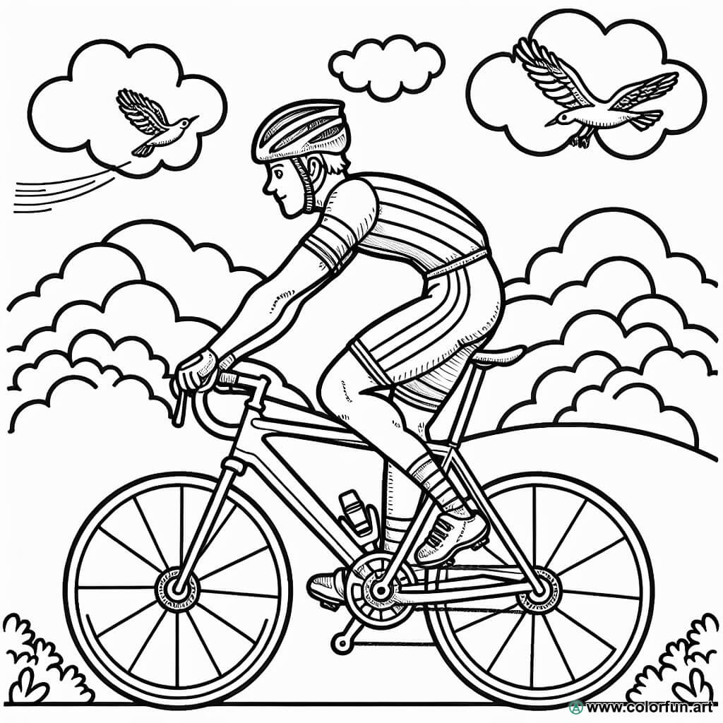 planșă de colorat cursă ciclistă