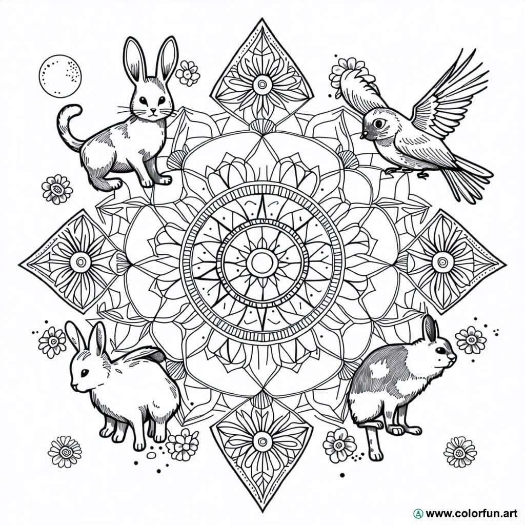 planșă de colorat mandala ușor de împărtășit