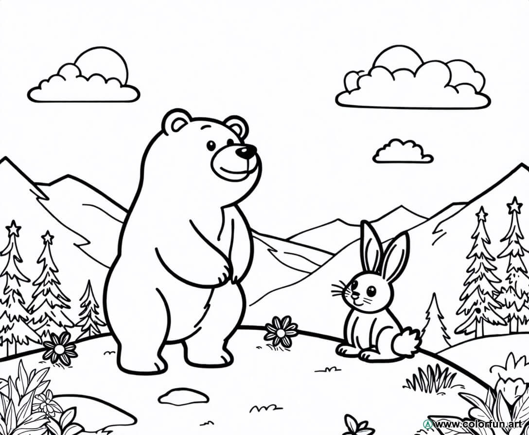 planșă de colorat munte animale